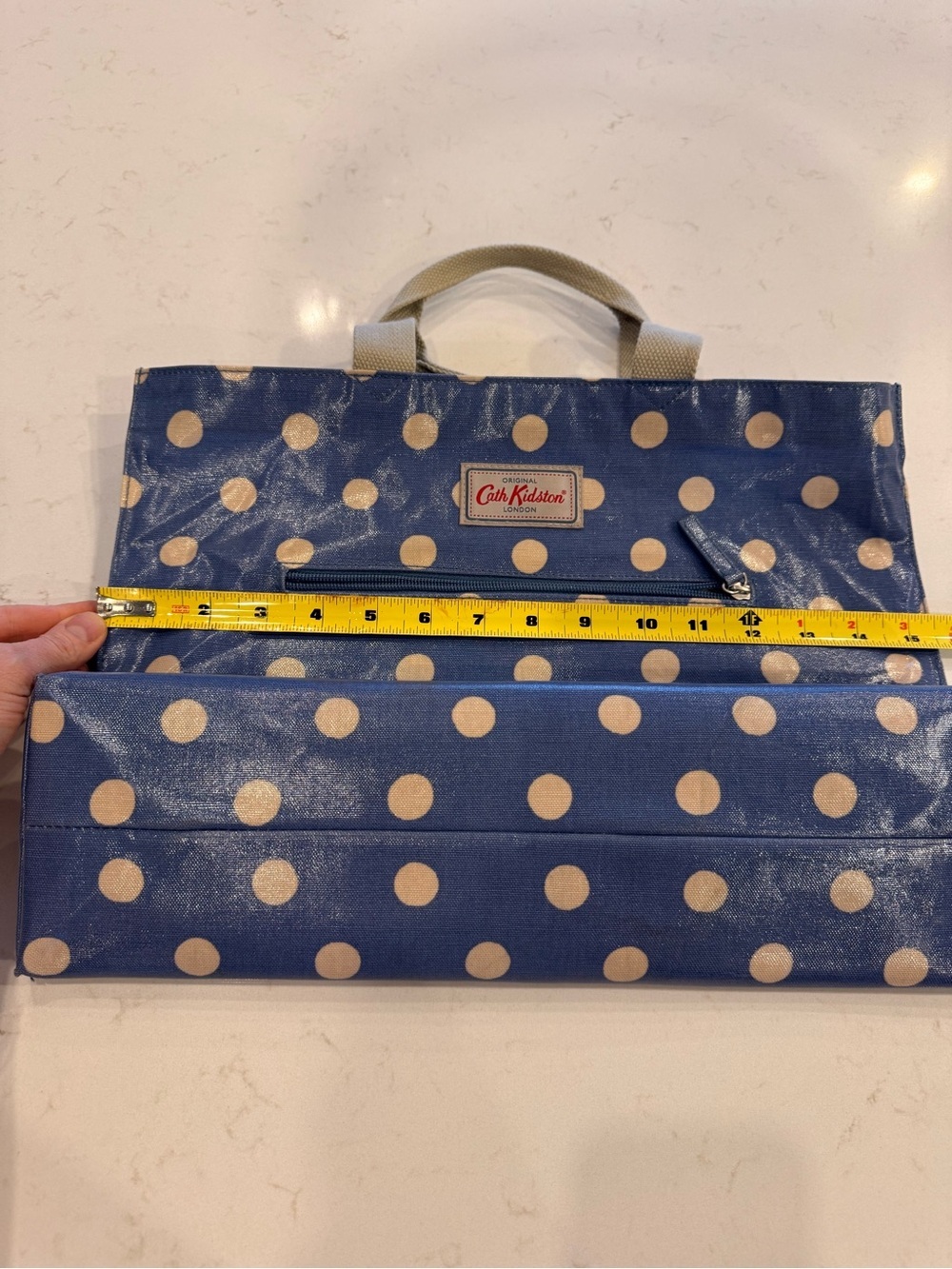 Cath Kidston Blue Polka Dot Coated Canvas Tote - Picture 5 of 8